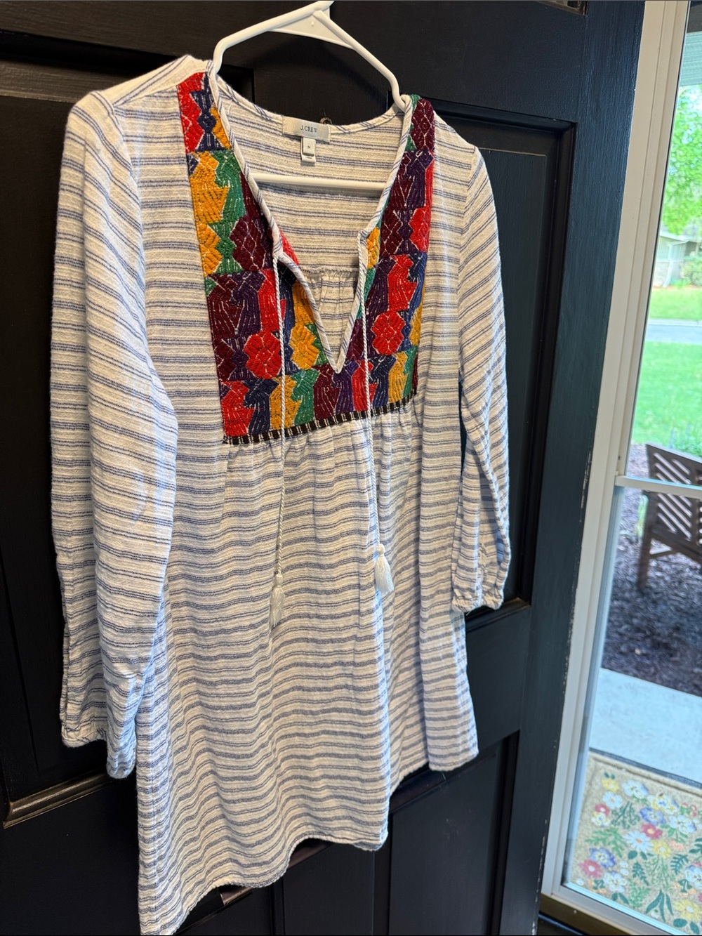 J. Crew Striped Swim Coverup with Multicolor Embroidered Yoke - Picture 6 of 6